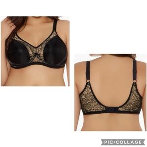 GODDESS Women's Plus Size Black YVETTE Banded Underwired Lace Detail Bra Sz 42I